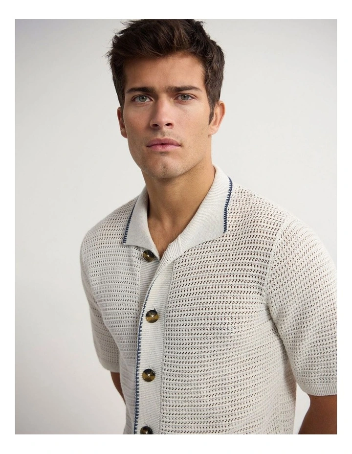 Silas Button Up Knit in Natural image 4
