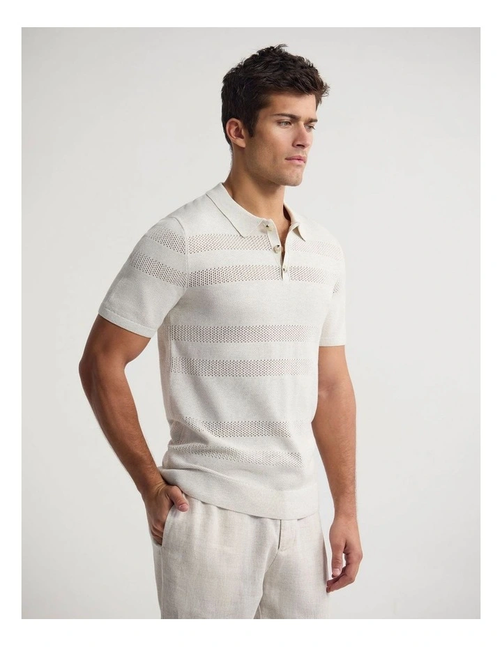 Lincon Polo Collar Knit in Natural image 3