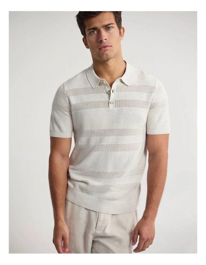 Lincon Polo Collar Knit in Natural image 4