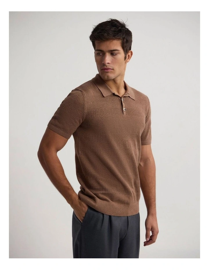 Lincon Polo Collar Knit in Chocolate image 3