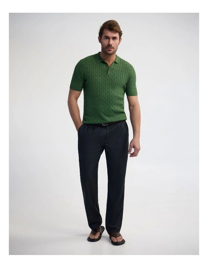 Fernando Cable Knit Polo in Green image 5