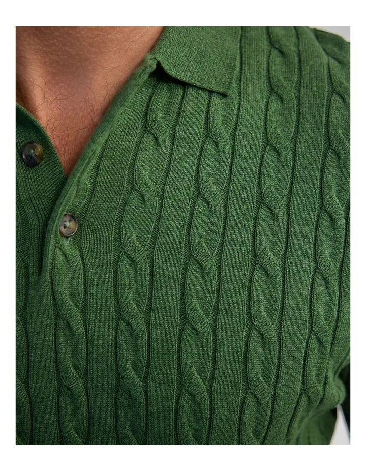 Fernando Cable Knit Polo in Green image 6
