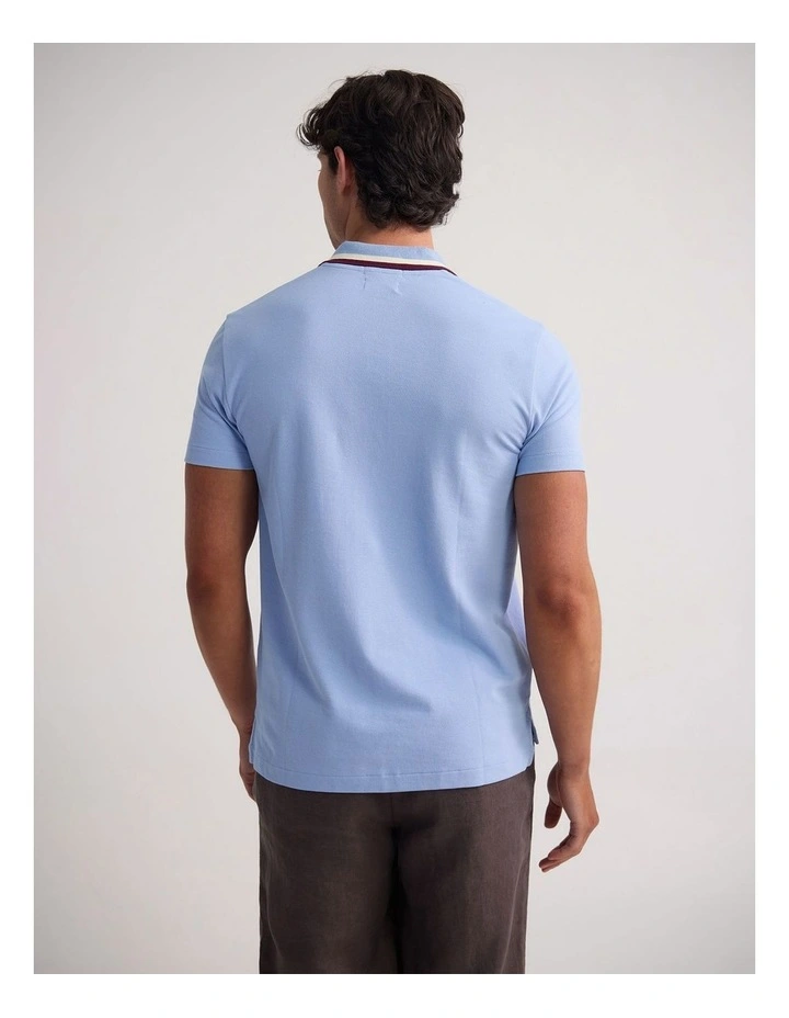Orwell Zip Neck Polo in Sky image 2