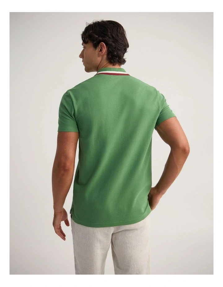 Orwell Zip Neck Polo in Green image 2