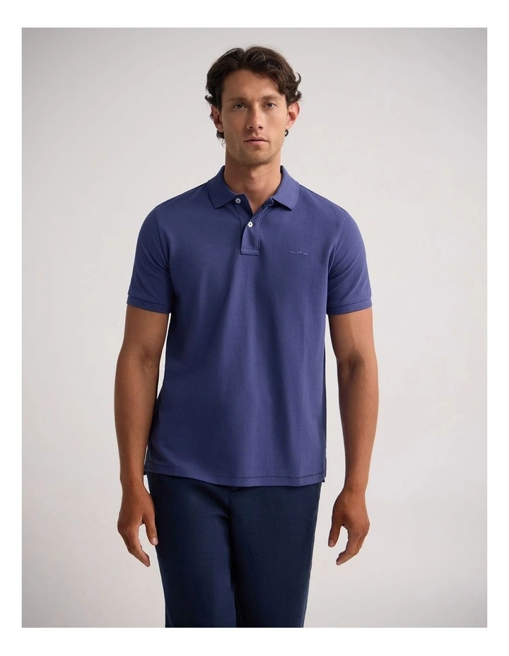 Reeve Pique Polo in Blue image 1