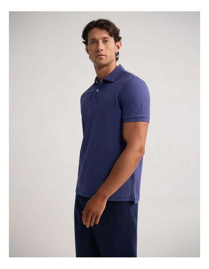 Reeve Pique Polo in Blue image 3