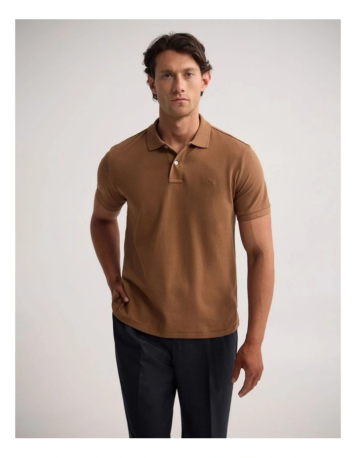 Reeve Pique Polo in Mocha image 1
