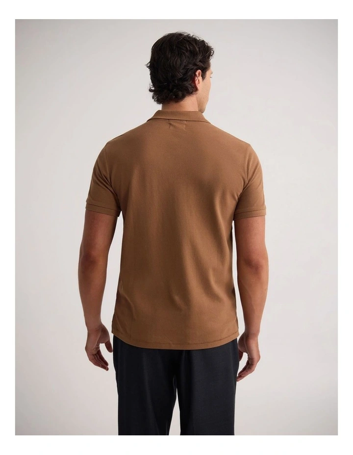 Reeve Pique Polo in Mocha image 2