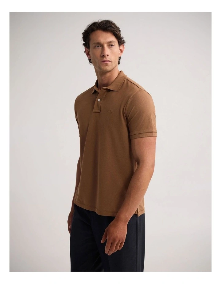Reeve Pique Polo in Mocha image 3