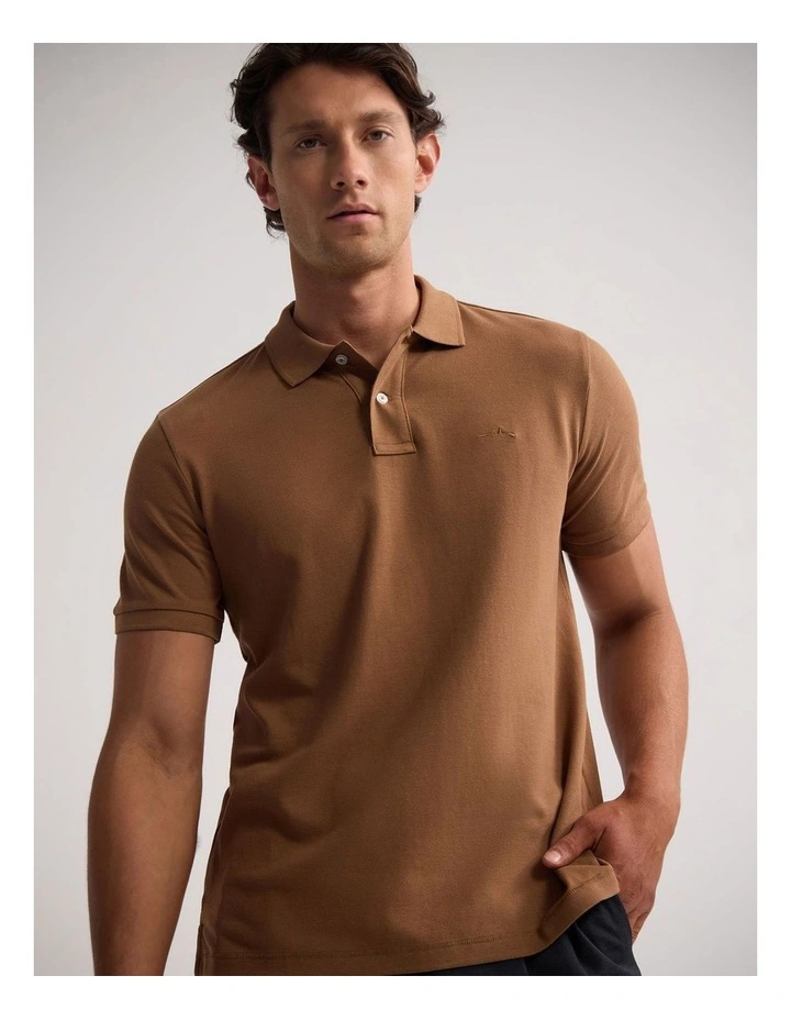 Reeve Pique Polo in Mocha image 4