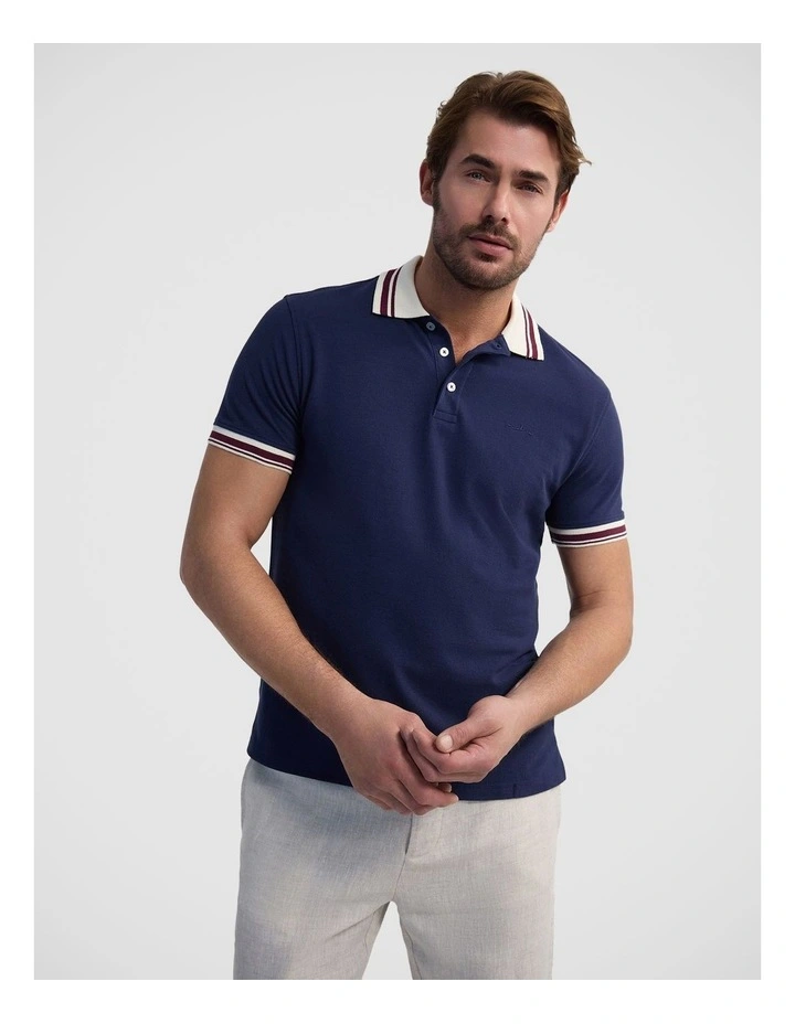 Bowie Pique Polo in Navy image 1