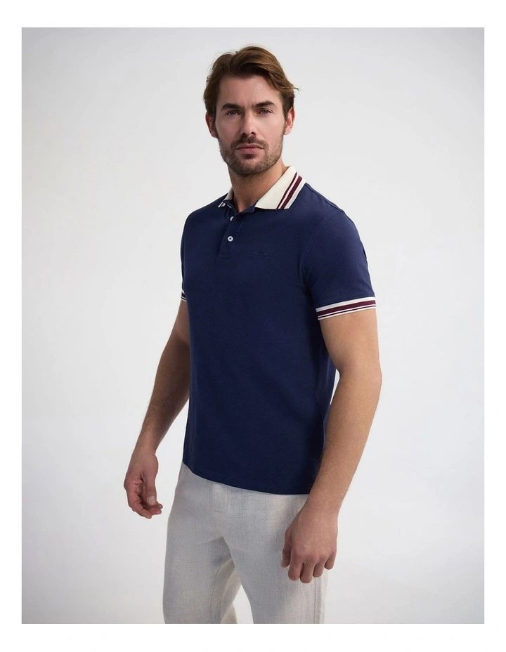Bowie Pique Polo in Navy image 3