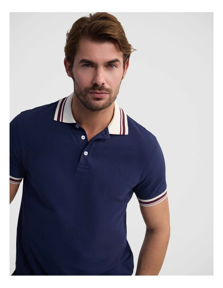 Bowie Pique Polo in Navy image 4