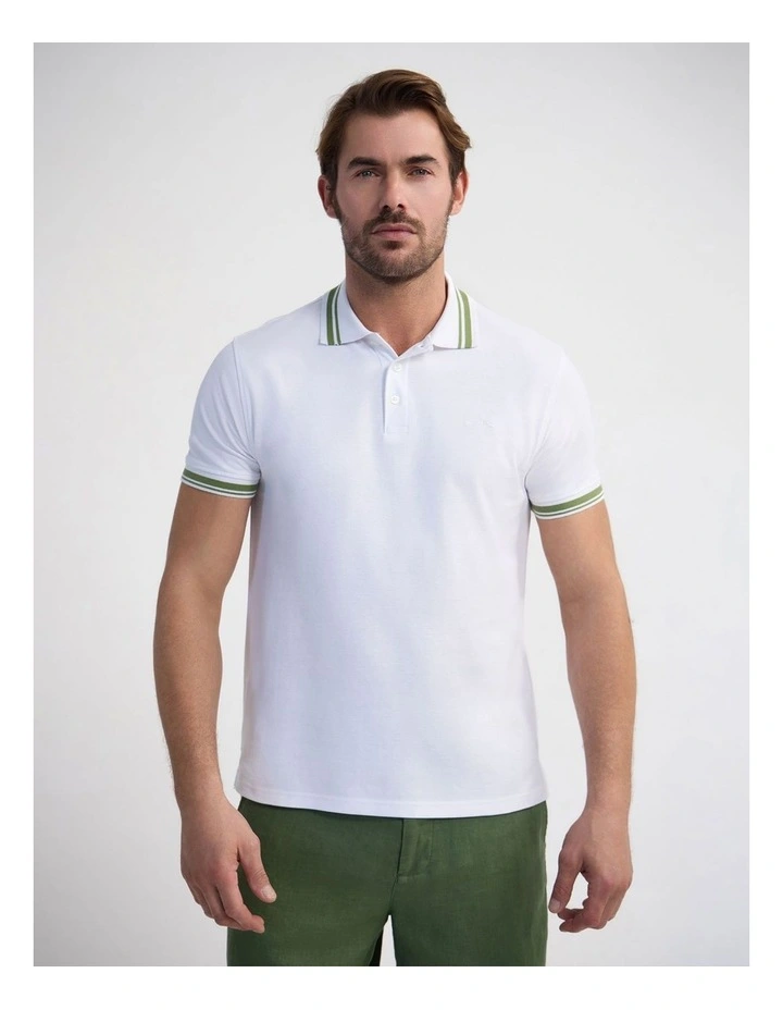 Bowie Pique Polo in White image 1