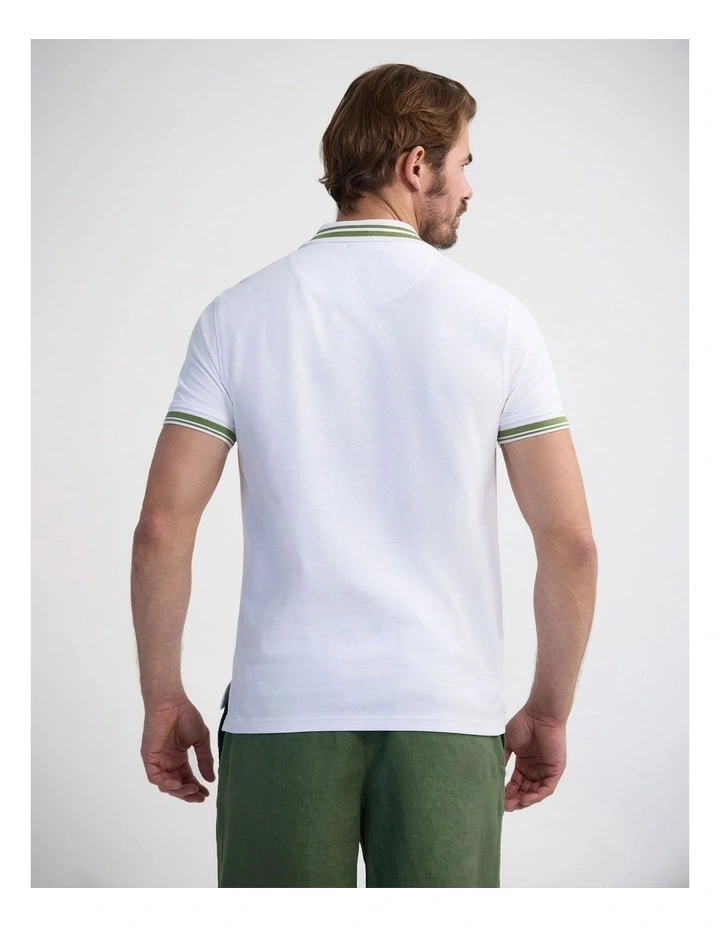Bowie Pique Polo in White image 2