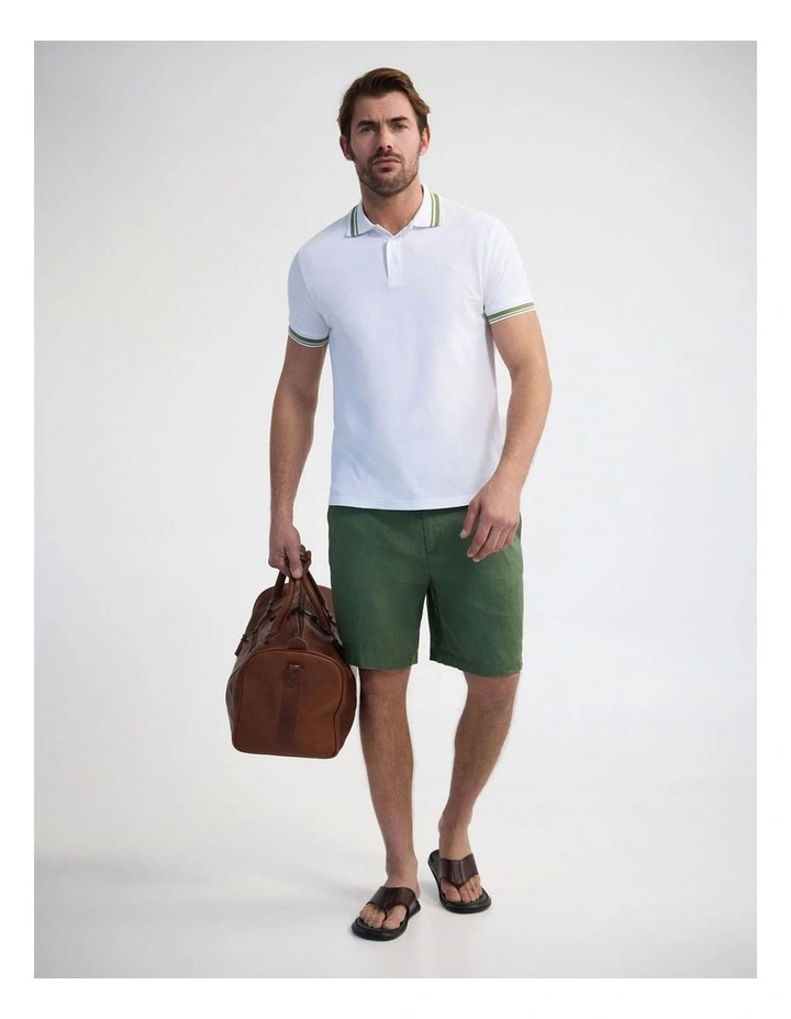 Bowie Pique Polo in White image 5