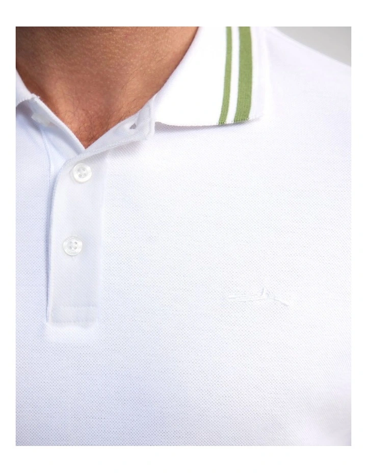 Bowie Pique Polo in White image 6
