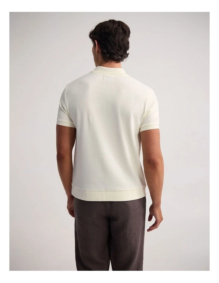 Beau Waffle Polo in Ecru image 2