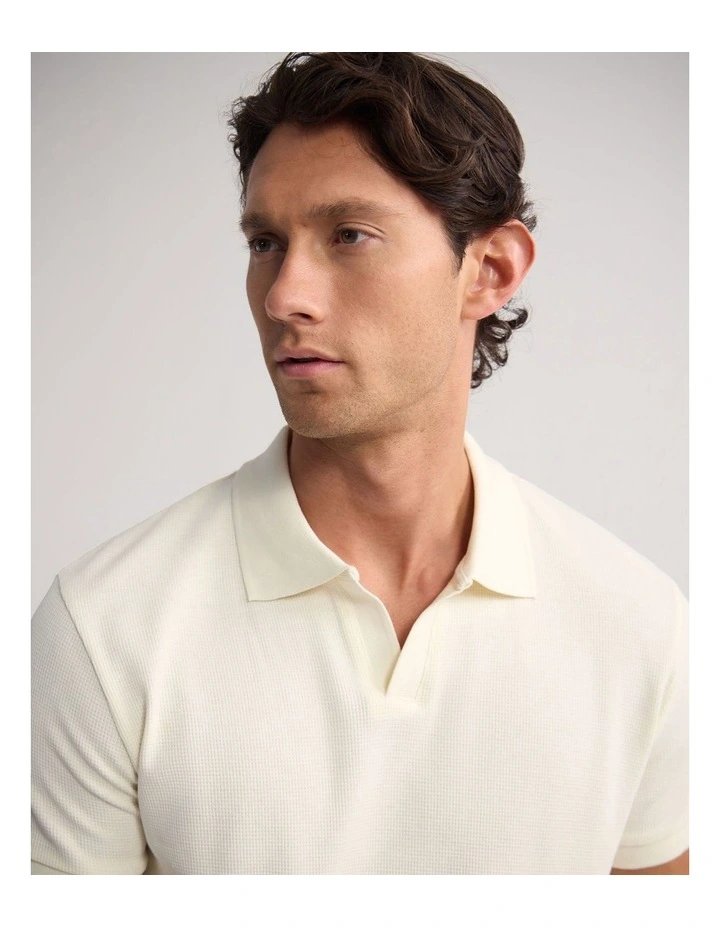 Beau Waffle Polo in Ecru image 4