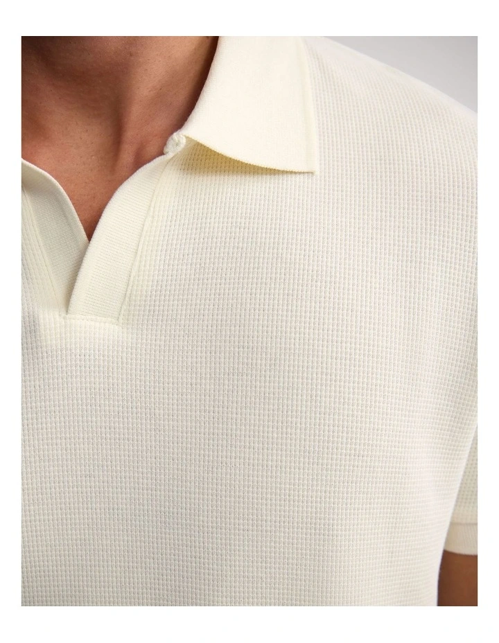 Beau Waffle Polo in Ecru image 6
