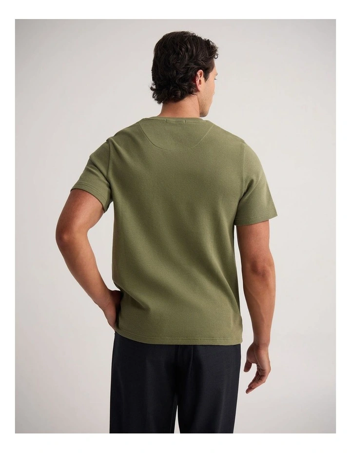Quill Waffle T-Shirt in Olive image 2