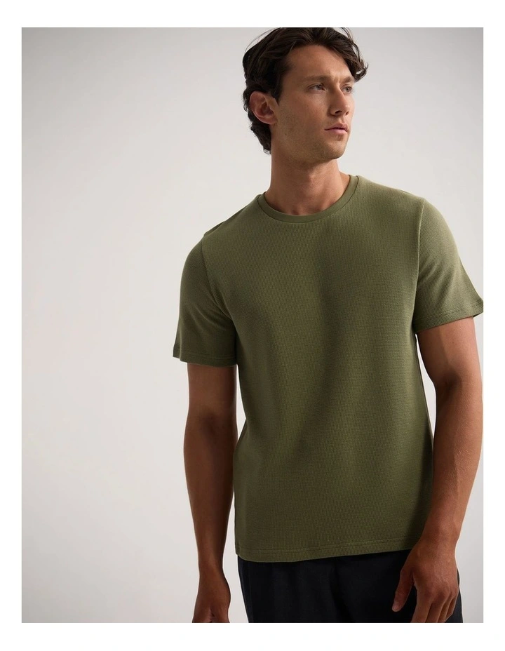 Quill Waffle T-Shirt in Olive image 4