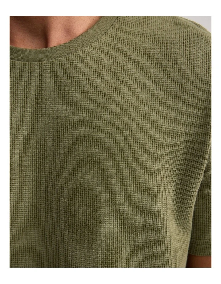 Quill Waffle T-Shirt in Olive image 5