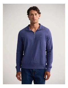 Wyatt Zip Neck Sweatshirt in Blue