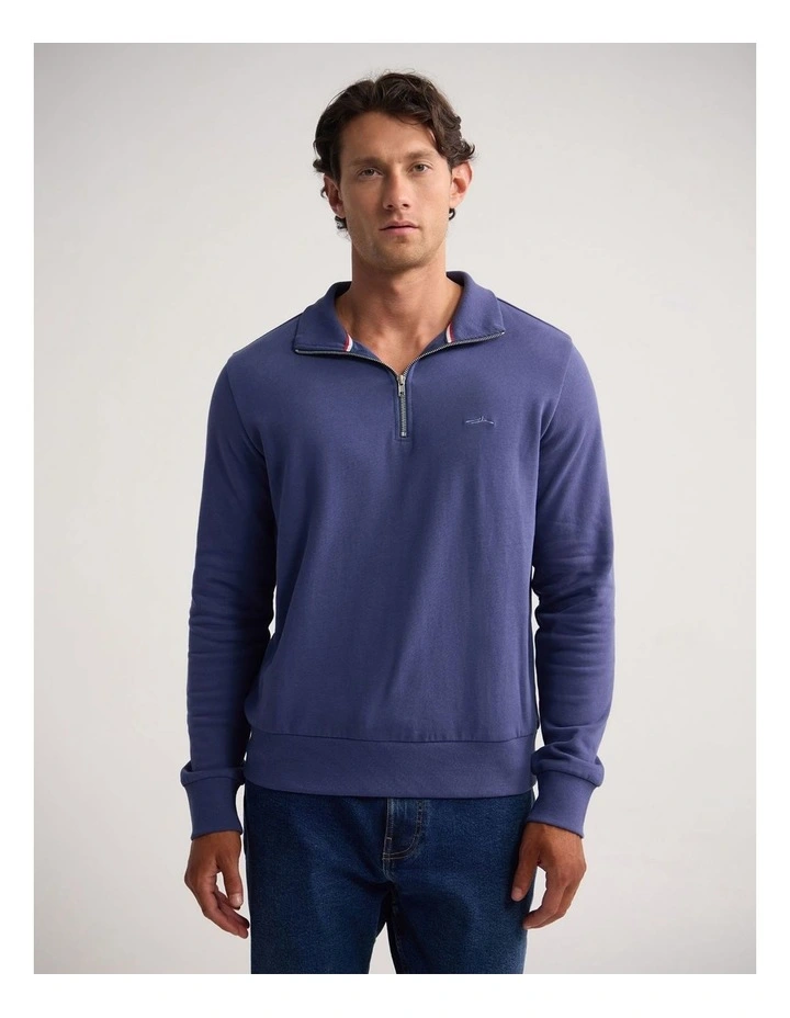 Wyatt Zip Neck Sweatshirt in Blue image 1