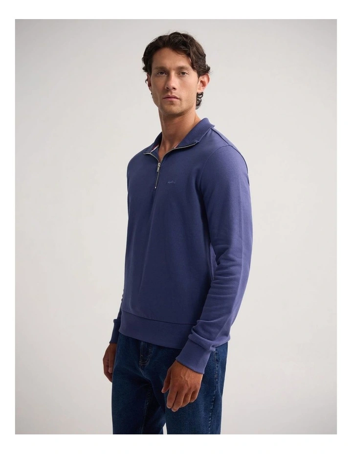 Wyatt Zip Neck Sweatshirt in Blue image 3