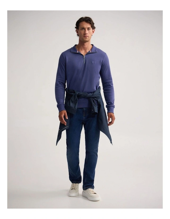 Wyatt Zip Neck Sweatshirt in Blue image 5