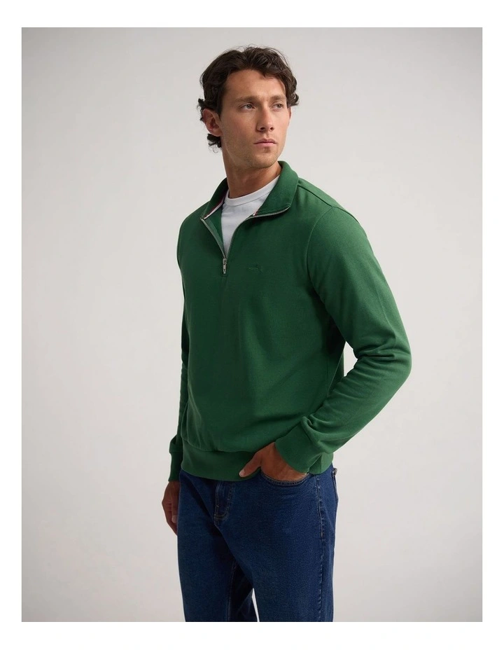 Wyatt Zip Neck Sweatshirt in Green image 3