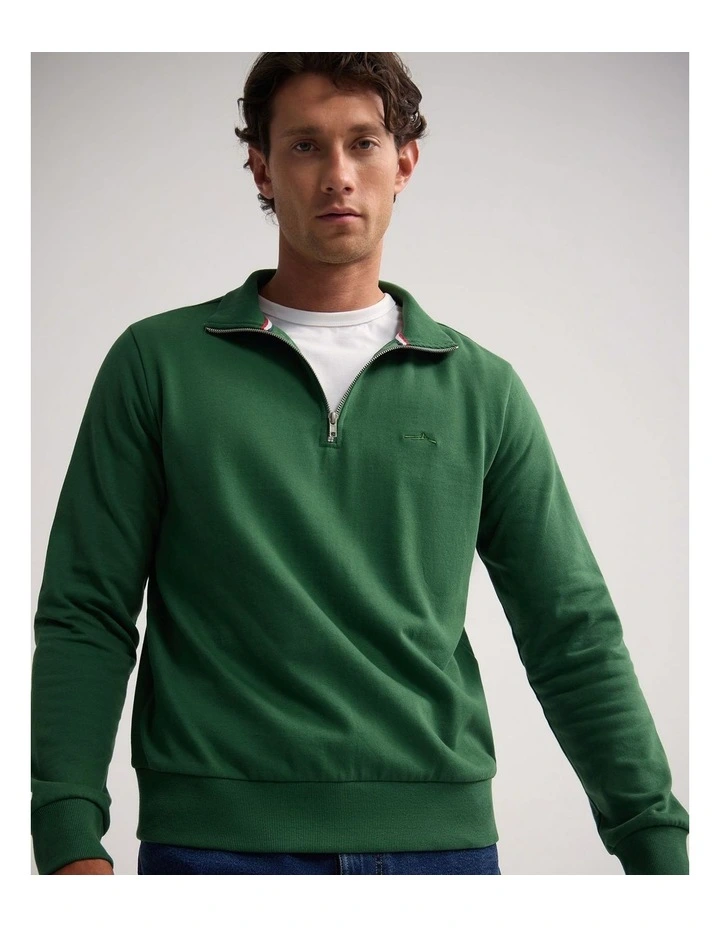 Wyatt Zip Neck Sweatshirt in Green image 4