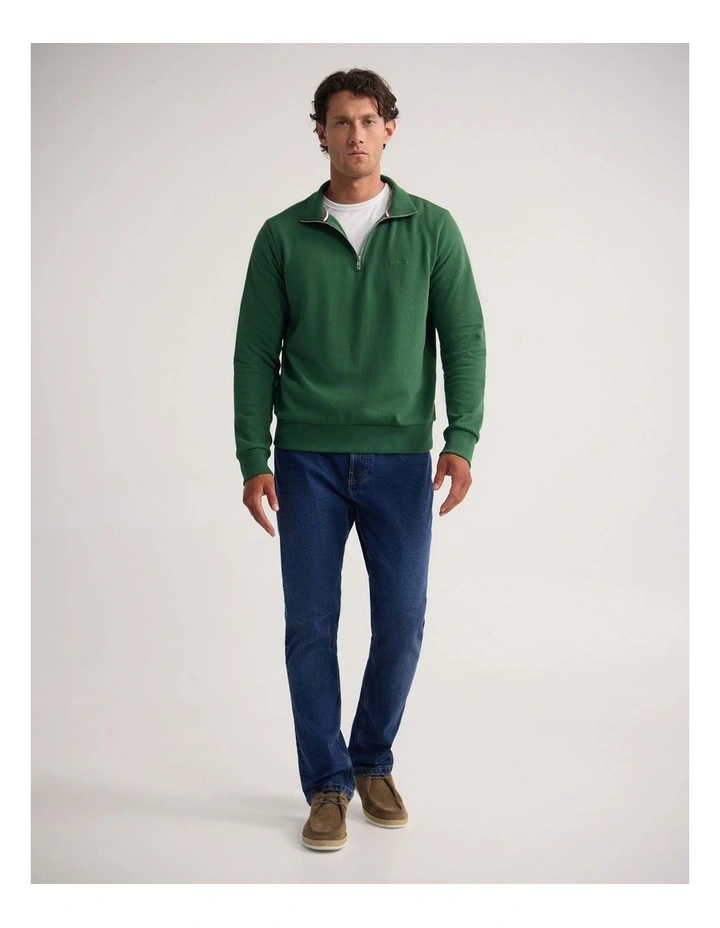 Wyatt Zip Neck Sweatshirt in Green image 5