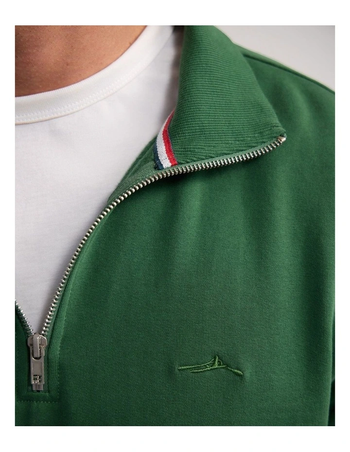 Wyatt Zip Neck Sweatshirt in Green image 6