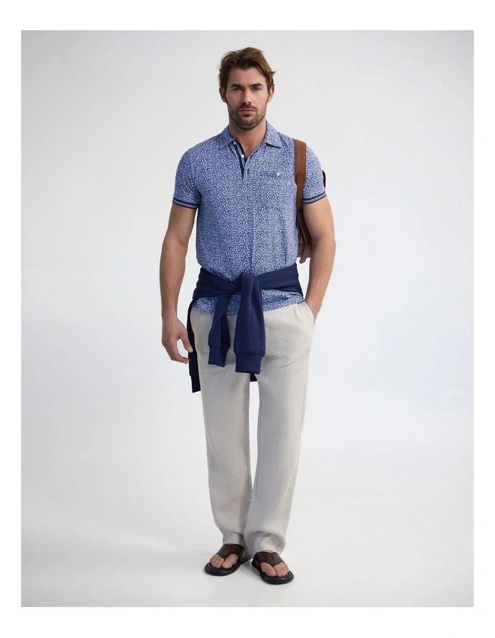 Milo Print Jersey Polo With Pocket in Blue image 5