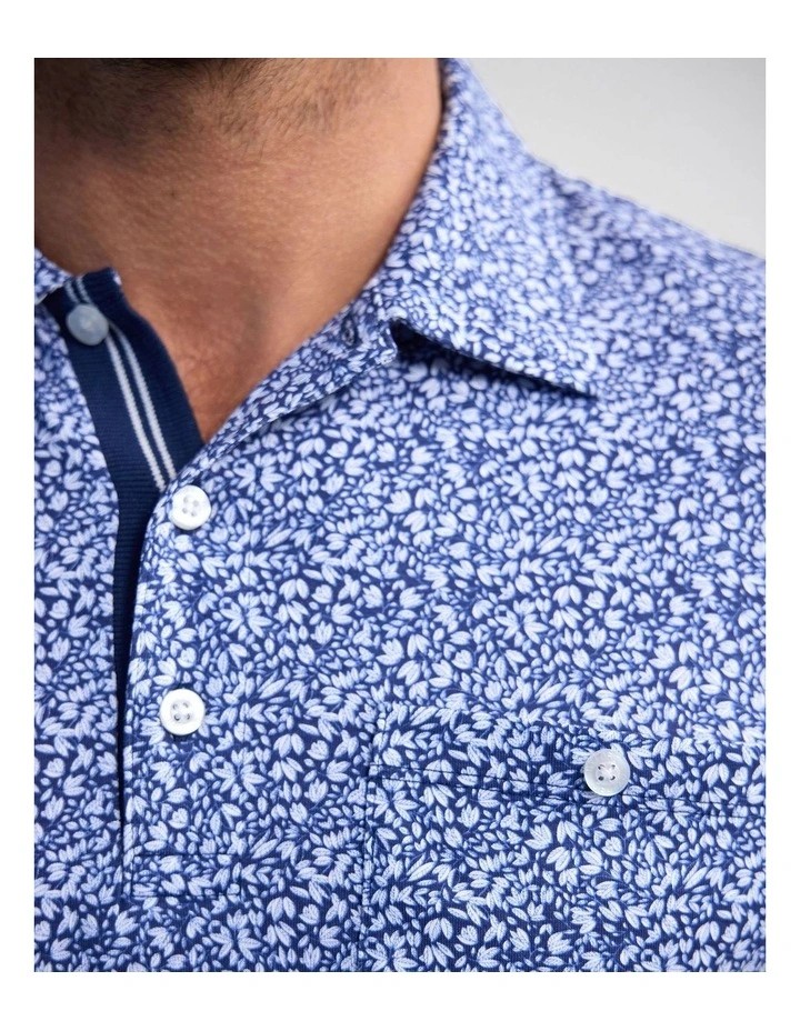 Milo Print Jersey Polo With Pocket in Blue image 6
