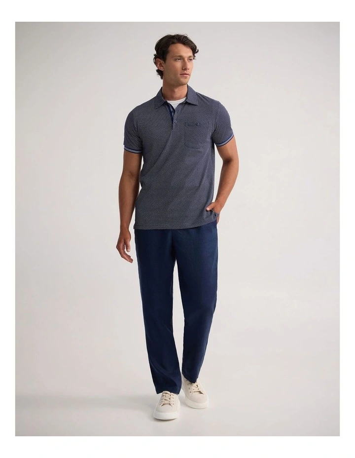 Milo Print Jersey Polo With Pocket in Navy image 5