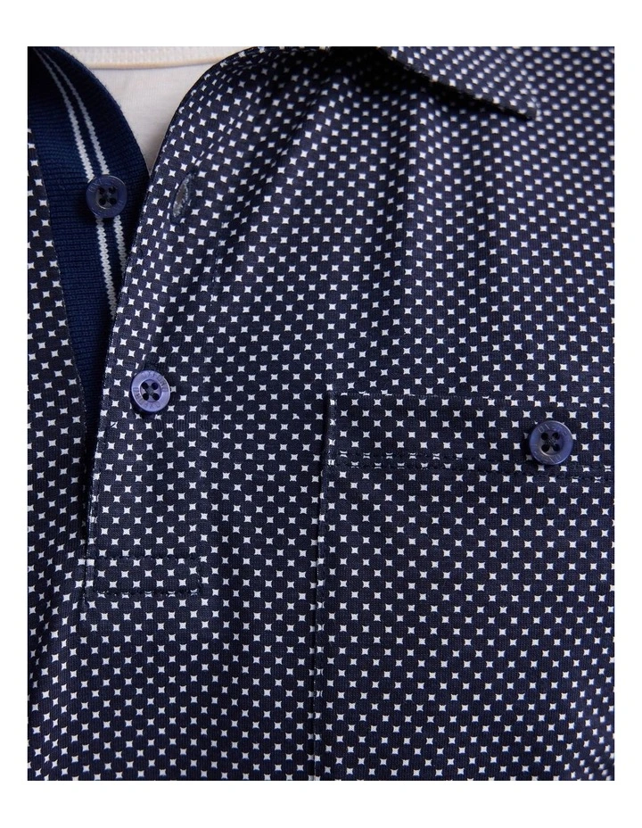 Milo Print Jersey Polo With Pocket in Navy image 6