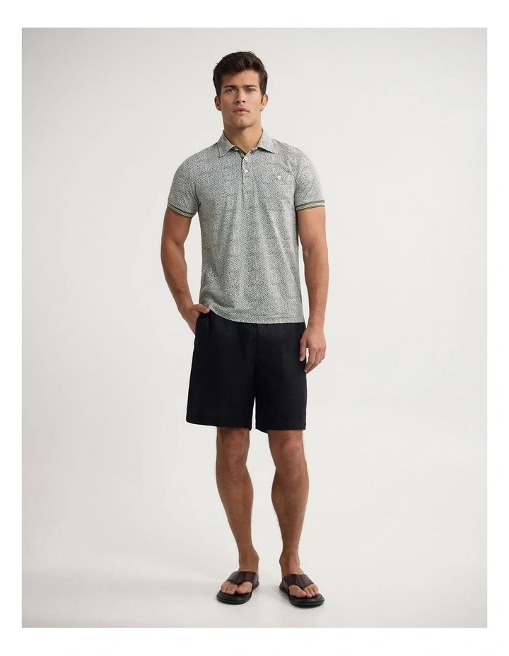 Milo Print Jersey Polo With Pocket in Olive image 5
