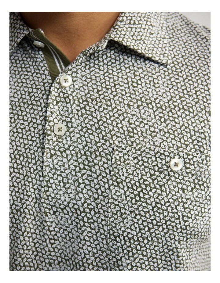 Milo Print Jersey Polo With Pocket in Olive image 6