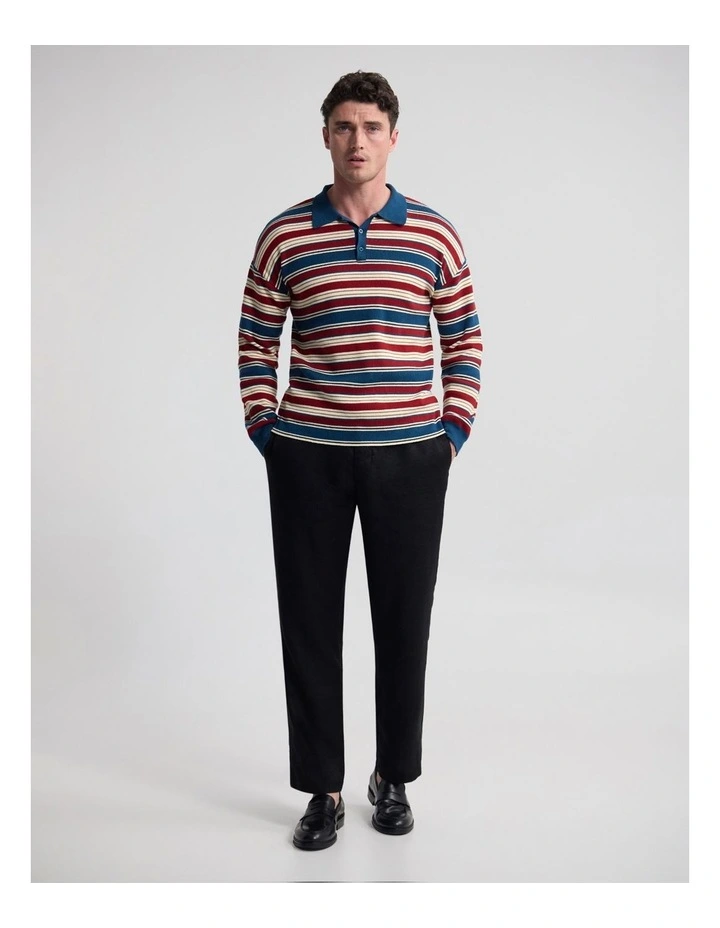 Cedric Striped Rugby Knit in Blue/Terracotta image 5