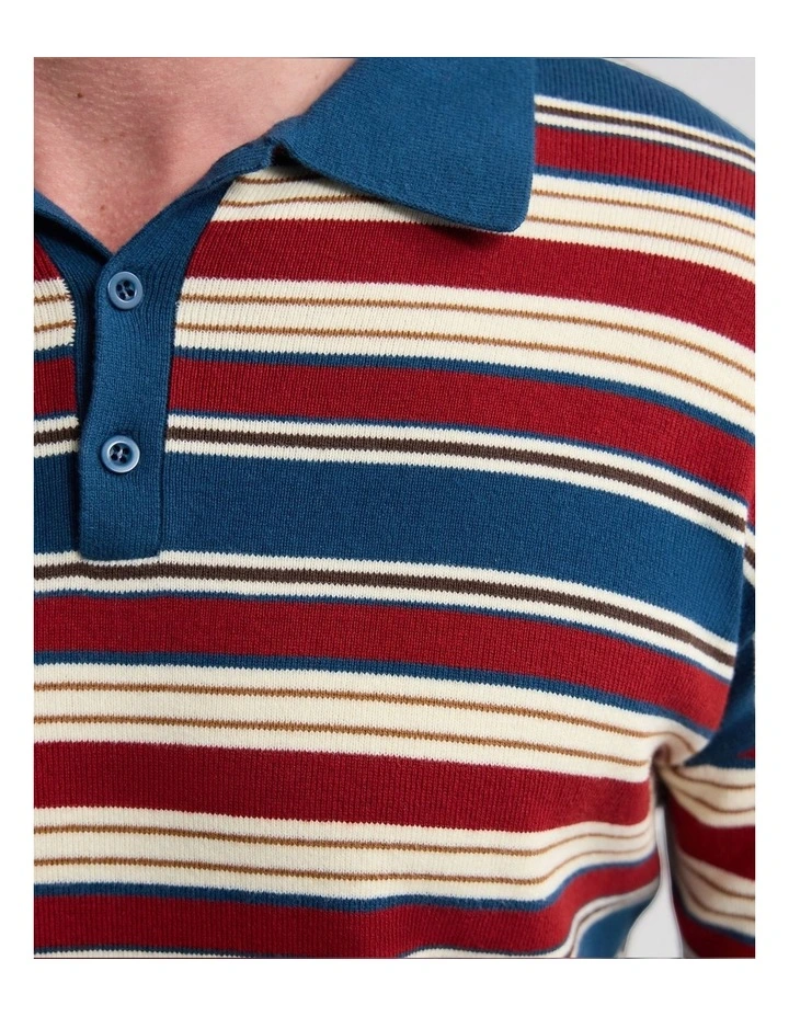 Cedric Striped Rugby Knit in Blue/Terracotta image 6