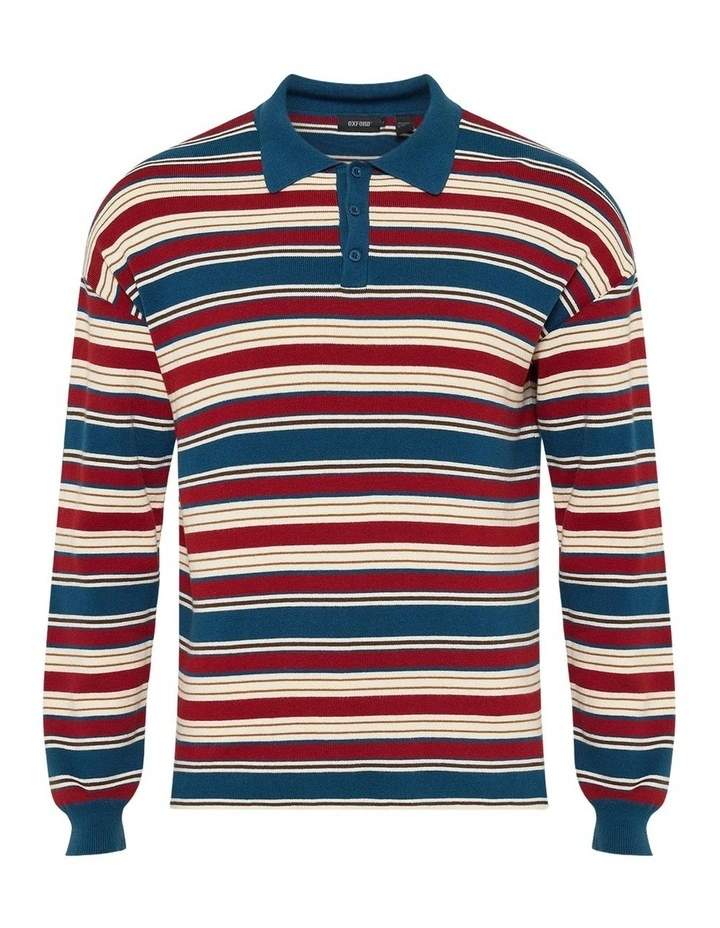 Cedric Striped Rugby Knit in Blue/Terracotta image 7