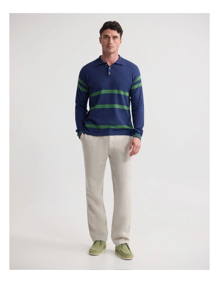 Wolf Striped Cashmere Blend Rugby in Navy and Green image 5