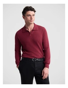 Dominic Polo Cashmere Blend Knit in Plum