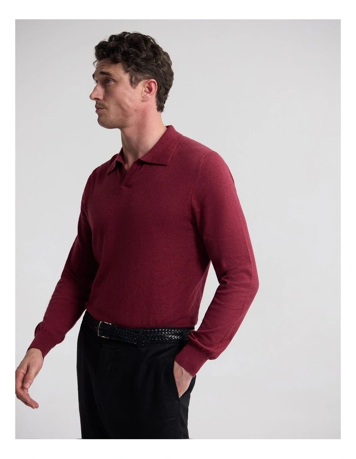 Dominic Polo Cashmere Blend Knit in Plum image 4