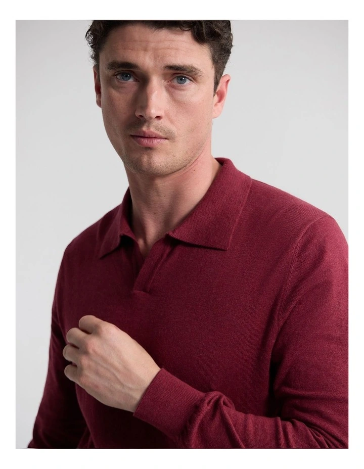 Dominic Polo Cashmere Blend Knit in Plum image 5