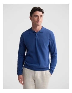 Thomas Linen Blend Polo in Blue