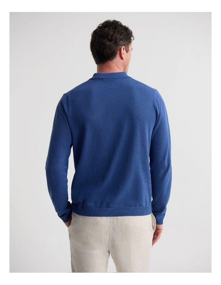 Thomas Linen Blend Polo in Blue image 2